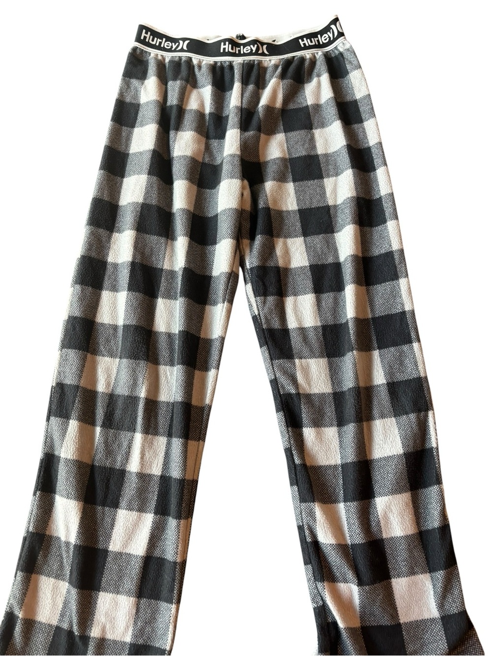 Hurley Black and White Buffalo Plaid Kids Pajama Bottoms Size 10 - Picture 1 of 3